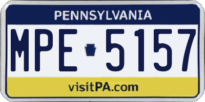 PA license plate MPE5157