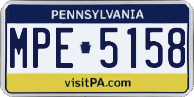 PA license plate MPE5158