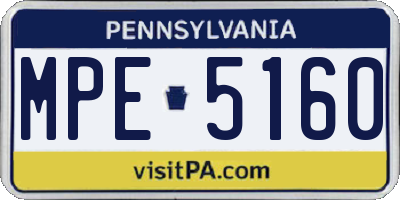 PA license plate MPE5160