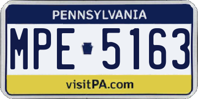 PA license plate MPE5163