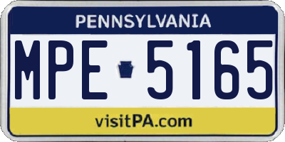 PA license plate MPE5165