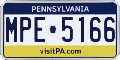 PA license plate MPE5166