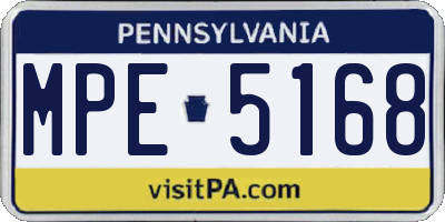 PA license plate MPE5168