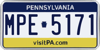 PA license plate MPE5171