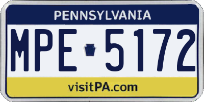 PA license plate MPE5172