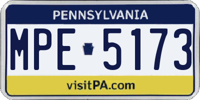 PA license plate MPE5173