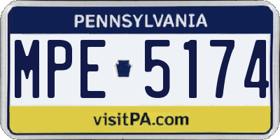 PA license plate MPE5174