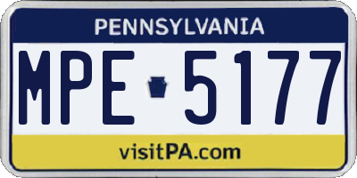 PA license plate MPE5177