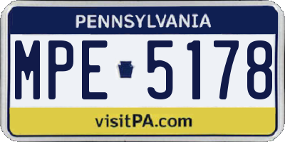 PA license plate MPE5178