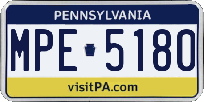 PA license plate MPE5180