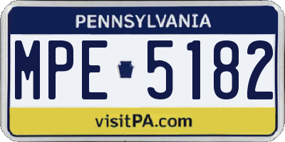 PA license plate MPE5182