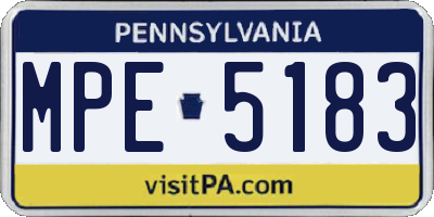 PA license plate MPE5183
