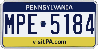 PA license plate MPE5184