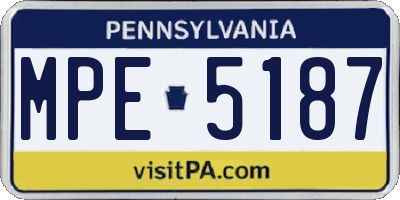 PA license plate MPE5187