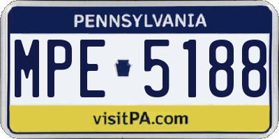 PA license plate MPE5188