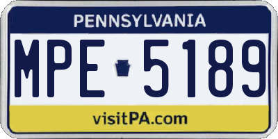 PA license plate MPE5189
