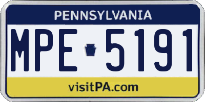 PA license plate MPE5191
