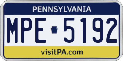 PA license plate MPE5192