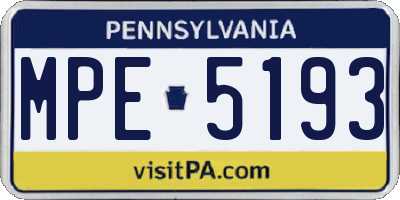 PA license plate MPE5193