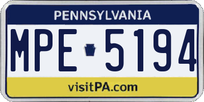 PA license plate MPE5194