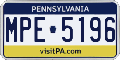 PA license plate MPE5196