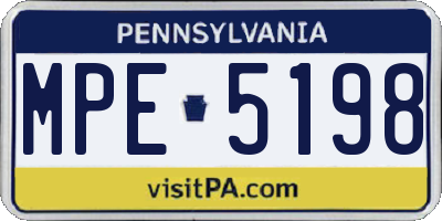 PA license plate MPE5198