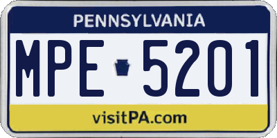 PA license plate MPE5201