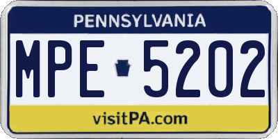 PA license plate MPE5202