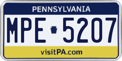PA license plate MPE5207