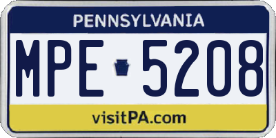 PA license plate MPE5208