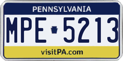 PA license plate MPE5213