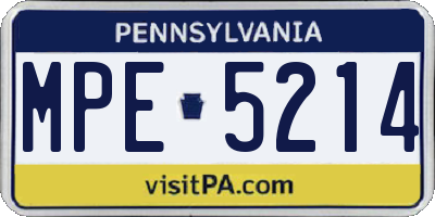 PA license plate MPE5214