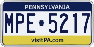 PA license plate MPE5217