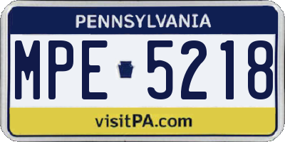 PA license plate MPE5218