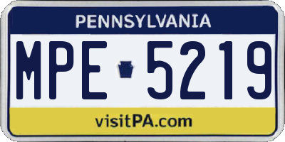 PA license plate MPE5219