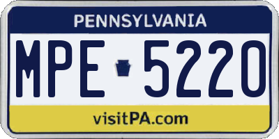 PA license plate MPE5220
