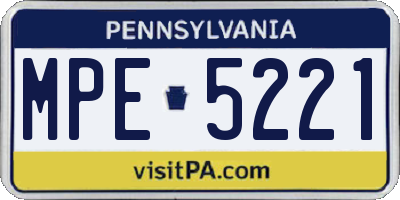 PA license plate MPE5221
