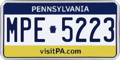 PA license plate MPE5223