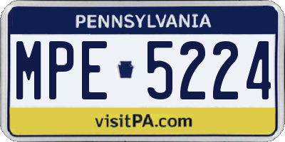 PA license plate MPE5224