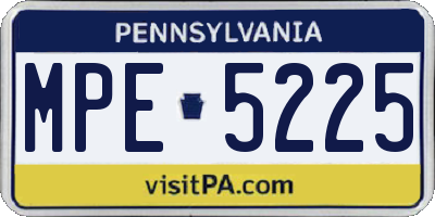 PA license plate MPE5225