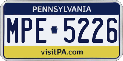 PA license plate MPE5226