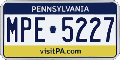 PA license plate MPE5227