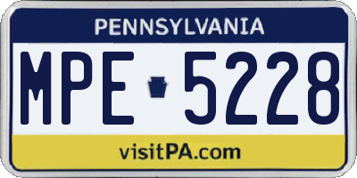 PA license plate MPE5228