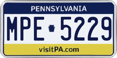 PA license plate MPE5229