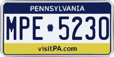 PA license plate MPE5230