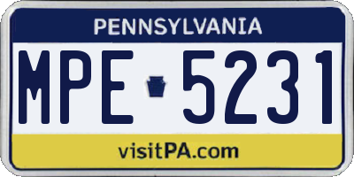 PA license plate MPE5231