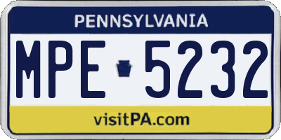 PA license plate MPE5232