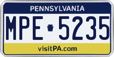 PA license plate MPE5235