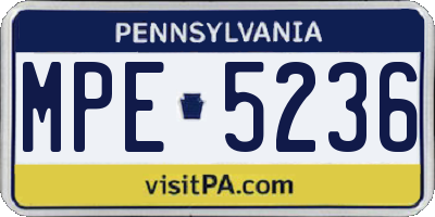 PA license plate MPE5236