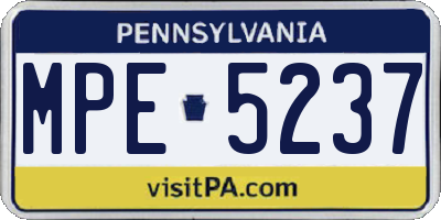 PA license plate MPE5237